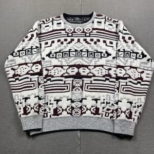 Vintage Expressions Sweater Mens‎ XL Geometric Abstract Crewneck Pullover Cosby